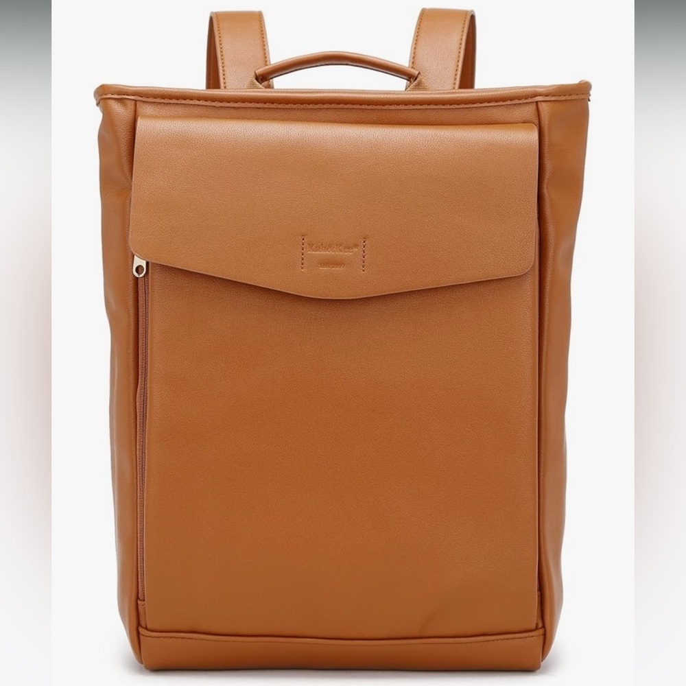 Kah&Kee Leather Laptop Backpack Diaper Bag Brown Travel Doctor Teacher Computer - Picture 2 of 12